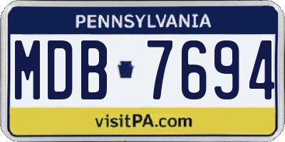PA license plate MDB7694