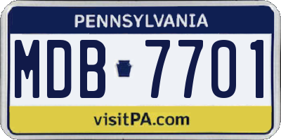 PA license plate MDB7701