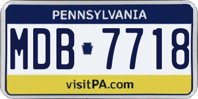 PA license plate MDB7718