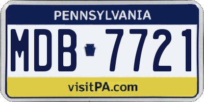 PA license plate MDB7721
