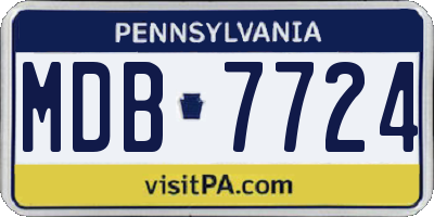 PA license plate MDB7724