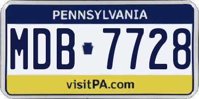 PA license plate MDB7728
