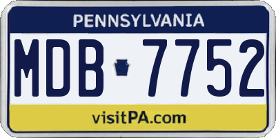 PA license plate MDB7752