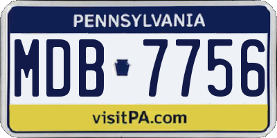 PA license plate MDB7756