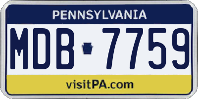 PA license plate MDB7759