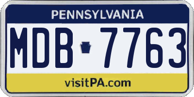 PA license plate MDB7763