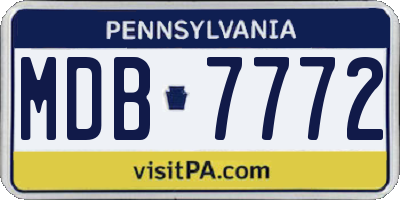 PA license plate MDB7772