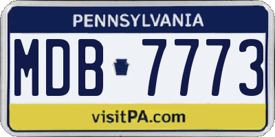 PA license plate MDB7773