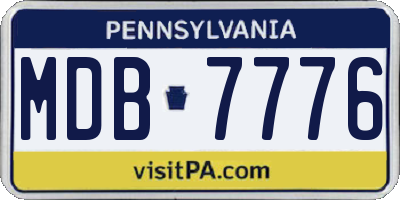 PA license plate MDB7776
