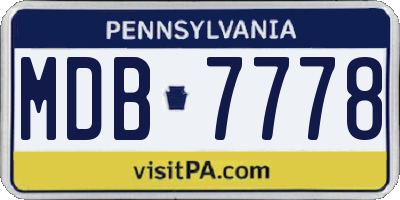 PA license plate MDB7778