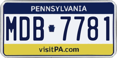 PA license plate MDB7781