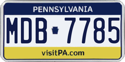 PA license plate MDB7785