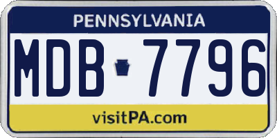 PA license plate MDB7796