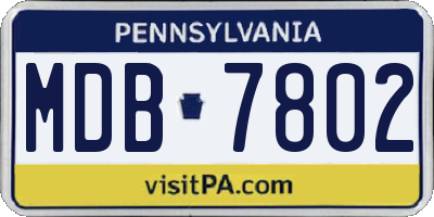 PA license plate MDB7802