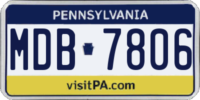 PA license plate MDB7806