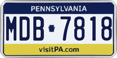 PA license plate MDB7818