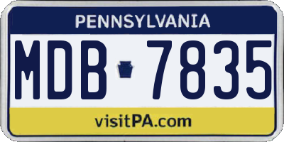 PA license plate MDB7835