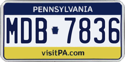 PA license plate MDB7836