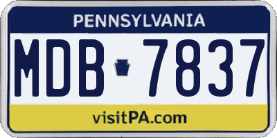 PA license plate MDB7837