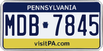 PA license plate MDB7845