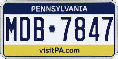 PA license plate MDB7847