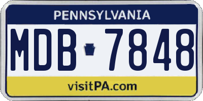 PA license plate MDB7848