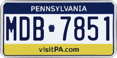 PA license plate MDB7851