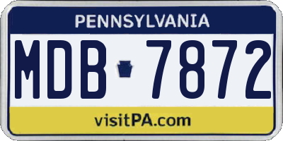 PA license plate MDB7872