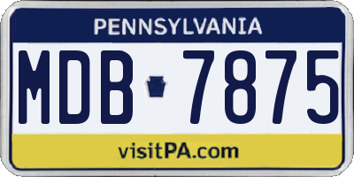 PA license plate MDB7875