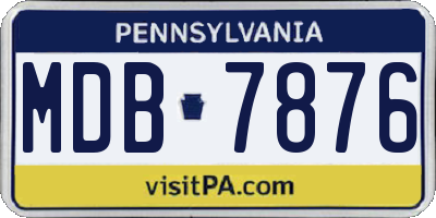 PA license plate MDB7876