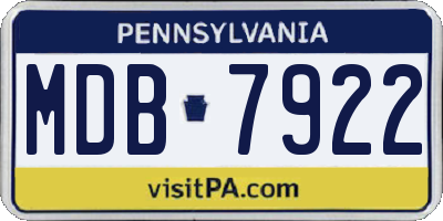 PA license plate MDB7922