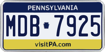 PA license plate MDB7925