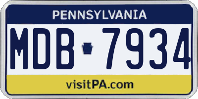 PA license plate MDB7934
