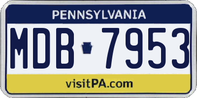 PA license plate MDB7953