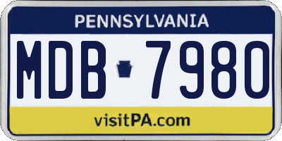 PA license plate MDB7980