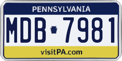 PA license plate MDB7981