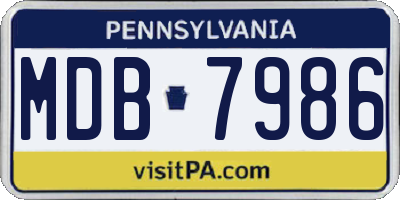 PA license plate MDB7986