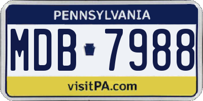 PA license plate MDB7988