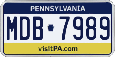 PA license plate MDB7989