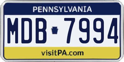 PA license plate MDB7994
