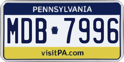PA license plate MDB7996