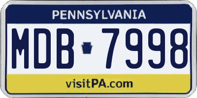 PA license plate MDB7998