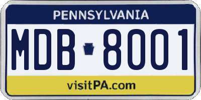 PA license plate MDB8001