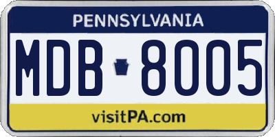 PA license plate MDB8005