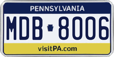 PA license plate MDB8006