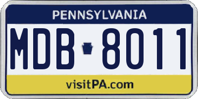 PA license plate MDB8011