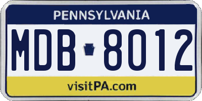 PA license plate MDB8012
