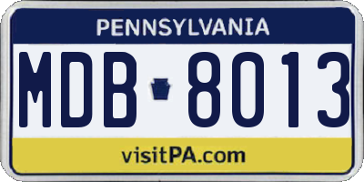 PA license plate MDB8013