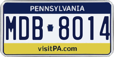 PA license plate MDB8014