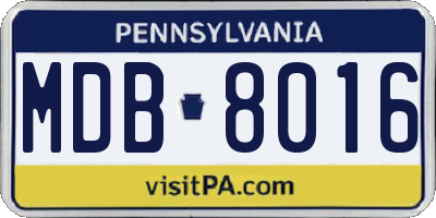 PA license plate MDB8016